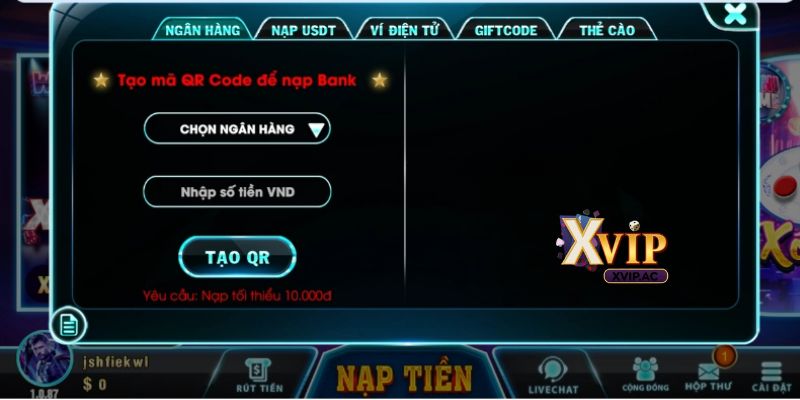 Những tính năng nạp tiền tại Xvip vô cùng hấp dẫn