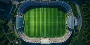 kích thước sân bóng đá chuẩn FIFA nhìn từ trên cao